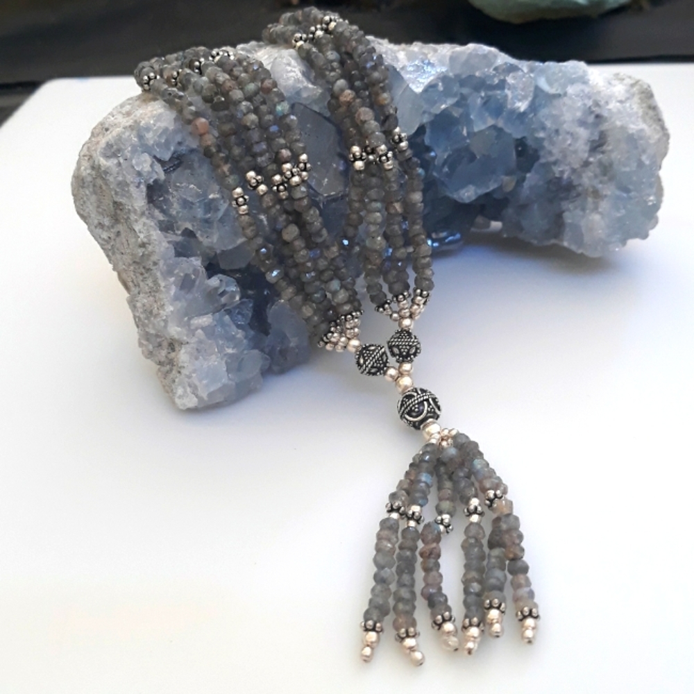 Rainbow Luster Labradorite Bead Necklace